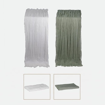 Cheesecloth Table Runner 2 Pack White and Sage Green, Boho Gauze Table Runner - Image 2