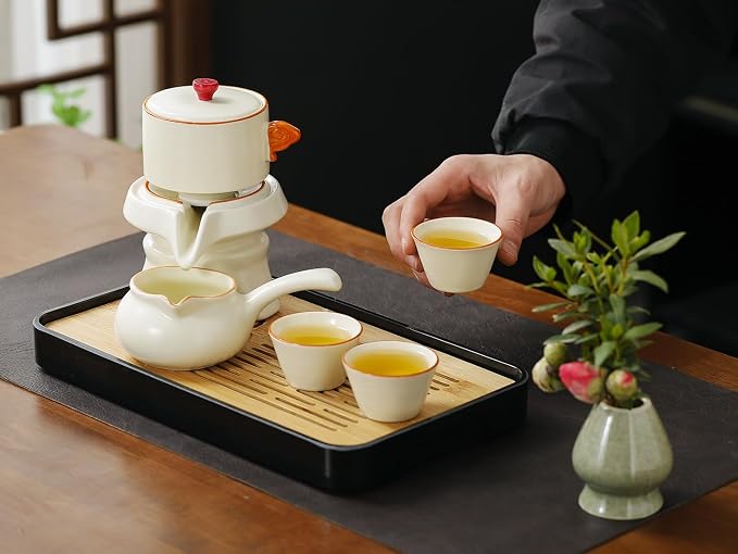 Japanese tea set with Infuser Semi Automatic Tea Set Magic Teapot with 6 cups - Image 4