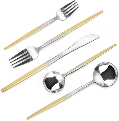 VANVRO Gradient Gold Silverware Set, 20-Piece Stainless Steel Cutlery Set by VANVRO