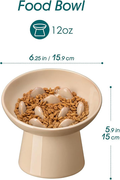 vancasso Ceramic Slow Feeder Cat Bowl, 6.25 Inch Elevated Cat Slow Feeder Bowl - Image 2
