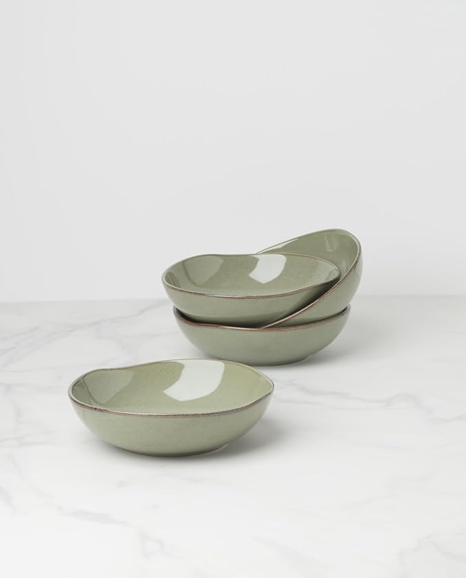 Oneida Organic Shades Sage Green Stoneware Pasta Bowl Set - Image 2