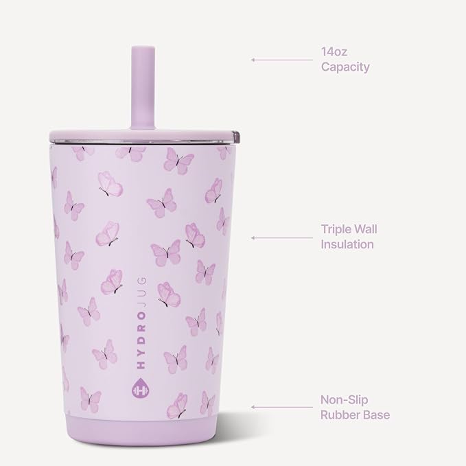 HydroJug Everyday Tumbler 14 oz, Ceramic-Lined Straw Cup, Flutter | Vacuum - Image 3
