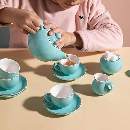 Sweejar Porcelain Tea Set for Little Girls, Kitchen Toys Tea Party Set for Kids - Image 4