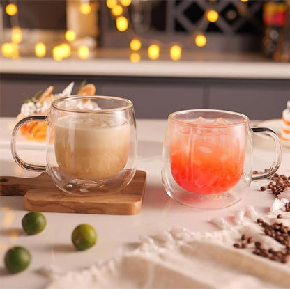 CNGLASS 10oz Double Walled Glass Coffee Mugs, Glass Espresso Mugs - Image 3