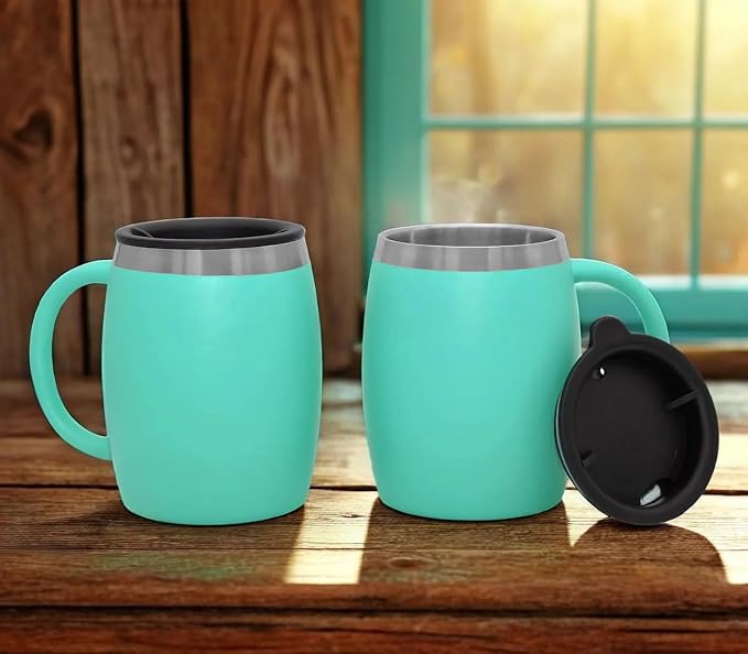 Stainless Steel Insulated Coffee Mugs Set of 2 Double Wall Coffee Cups - Image 3