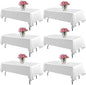 6 Pack White Table Cloth 60 x 102 Inch Polyester tablecloths for 6 Foot Rectangle Tables, Stain and Wrinkle Resistant Washable Fabric White Table Covers for Parties, Wedding, Banquet, Dining
