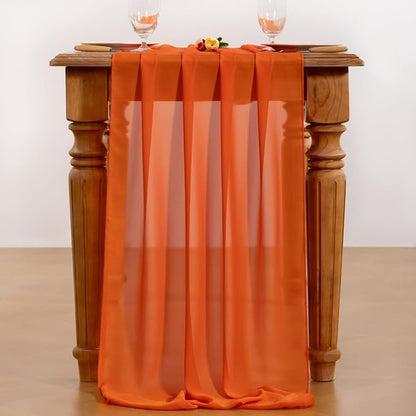 Orange Chiffon Table Runner Summer Boho Wedding Birthday Party Decor | 14ft - Image 5