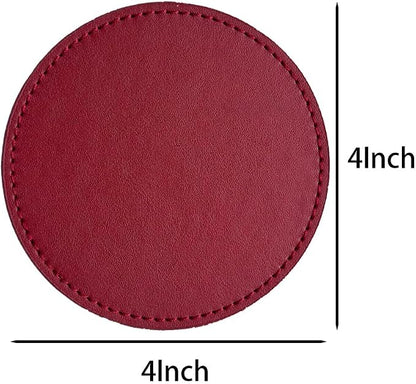 Set of 6 Leather Coasters, Round Coasters - Image 6