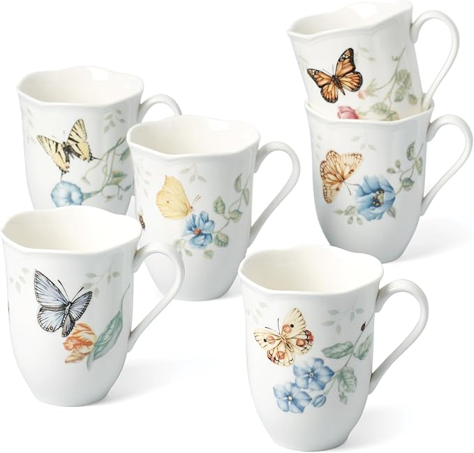 Lenox 892798 Butterfly Meadow 6-Piece Mug Set | Dishwasher safe, microwave safe - Image 2