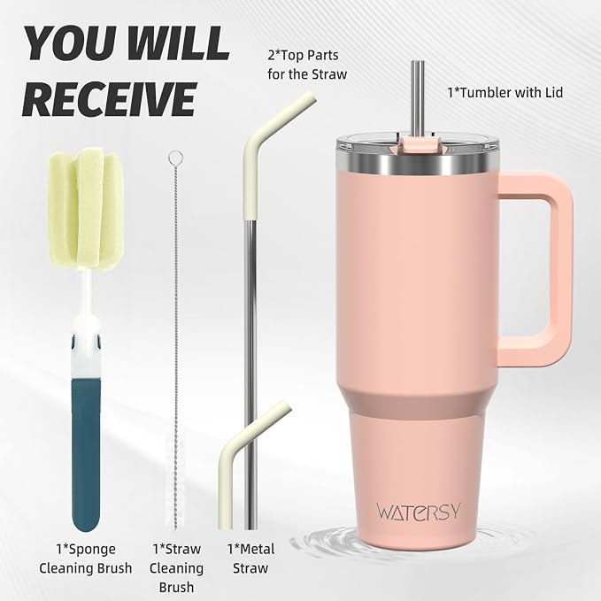 40 oz Tumbler with Handle, Tumbler with Lid and Straw, Double Wall Insulated - Image 3