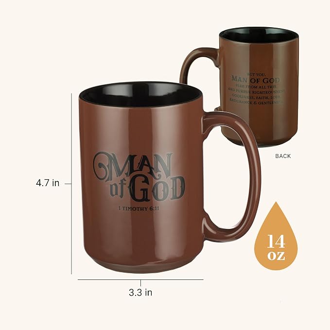 Christian Art Gifts Brown Ceramic Coffee Mug – 14 oz. Microwave and - Image 2