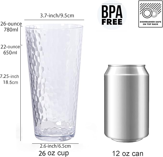 KX-WARE 26-ounce Acrylic Highball Glasses Plastic Tumbler Larger Drinking - Image 2