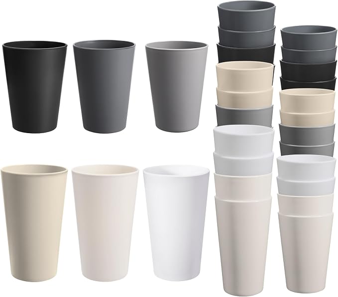HEYCOME 24 Pcs Unbreakable Plastic Cups Set, Stackable Water Tumblers, Drinking by StayHealthyStayHappy