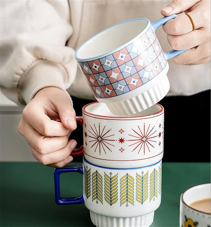 Nordic Style Ceramic Stacking Cups - Image 3