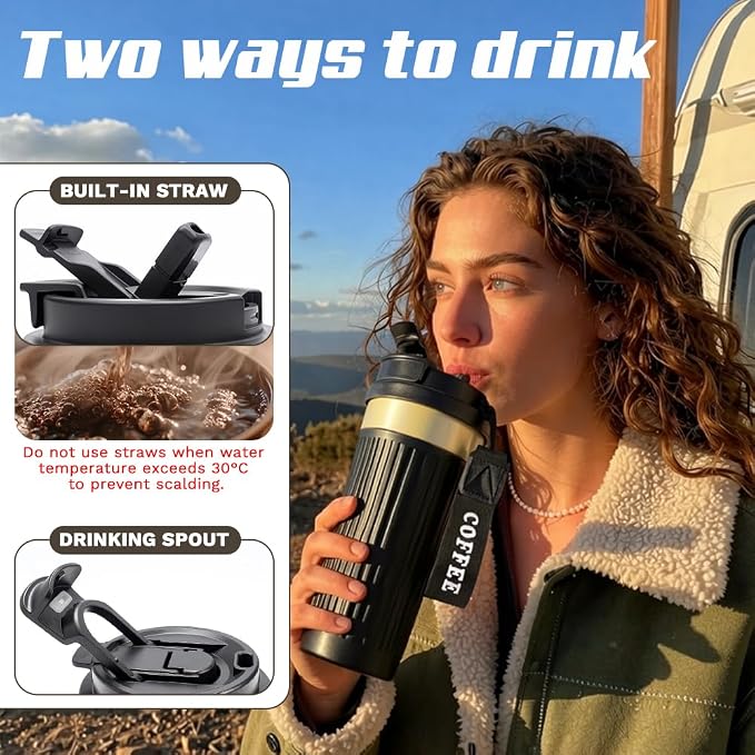 Vacuum Insulated Stainless Steel Travel Coffee Mug, Leak Proof Cup - Image 4