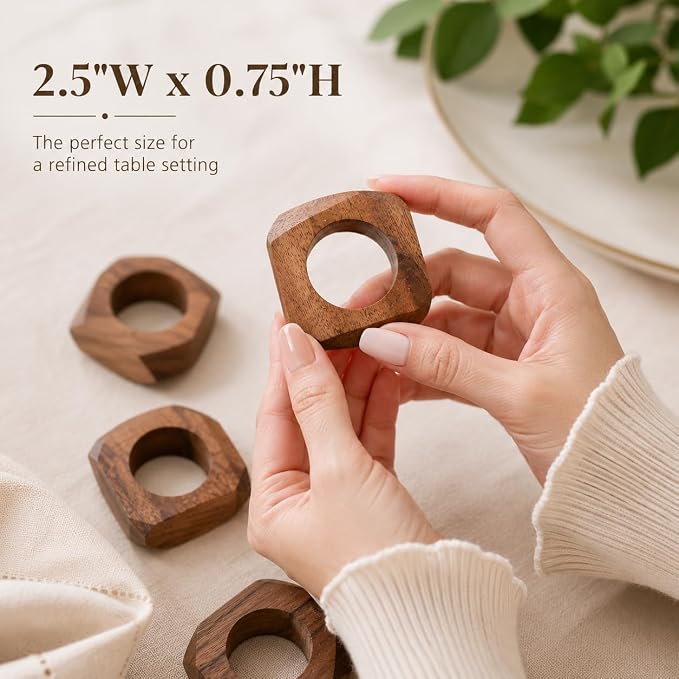 Wooden Napkin Rings Set of 12 Fall Decor - Image 5
