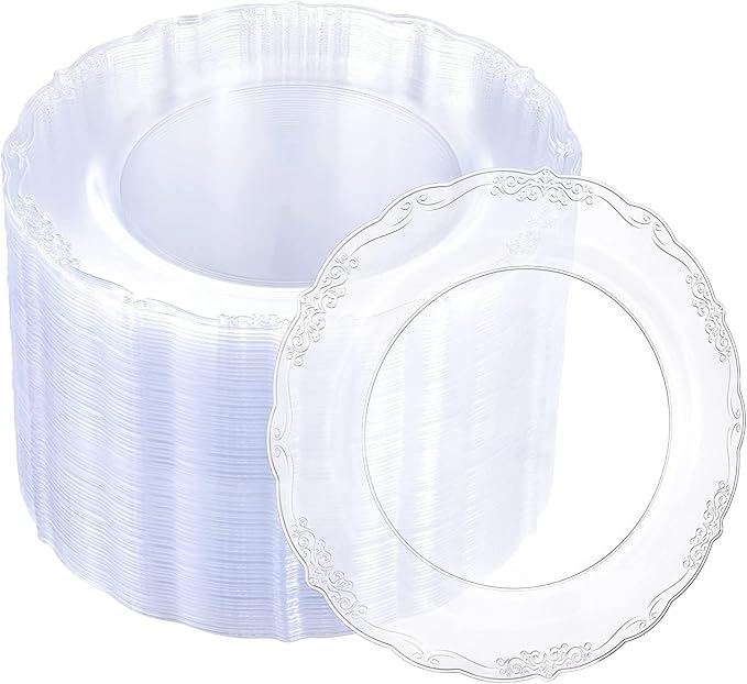 U-QE 60 Pieces Clear Plastic Plates by U-QE