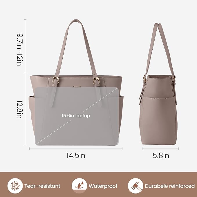 LOVEVOOK Laptop Tote Bag for Women, Leather Work Computer Briefcase Bag | Large - Image 5