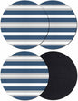 Navy Blue Grey Stripe Coasters Set of 4, Minimalist Farmhouse Striped Soft by PIEPLE