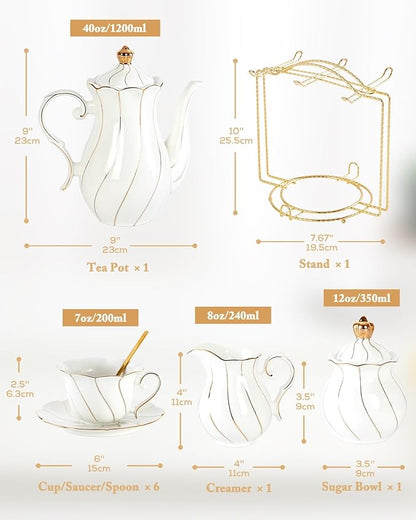 DUJUST 22 pcs White Porcelain Tea Set - Image 6