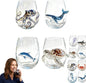 Artisanal Blue Ringed Octopus Glassware, 3D Ocean Glass Wine Glass，Set1 | by Unknown