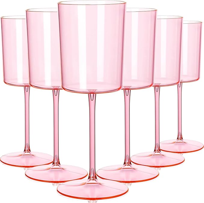 Ciaell 12 Pack Pink Plastic Wine Glasses by Ciaell