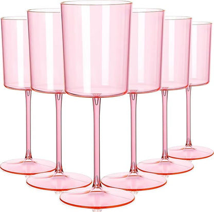 Ciaell 12 Pack Pink Plastic Wine Glasses by Ciaell