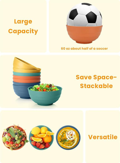 Large Bowls, 60 Oz Salad Bowls, Large Cereal Bowls, Soup & Oatmeal, Microwave & - Image 5