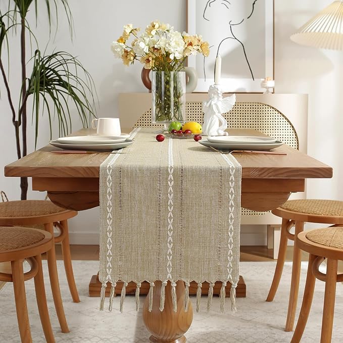 Wracra Rustic Linen Table Runner, Coffee Table Runners 48 inches Long | Raised by Wracra