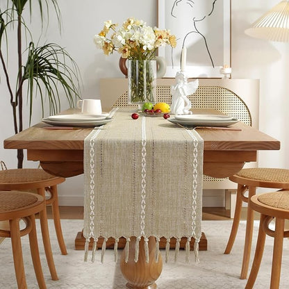 Wracra Rustic Linen Table Runner, Coffee Table Runners 60 inches Long | Raised by Wracra