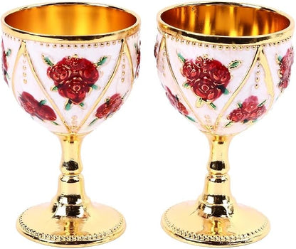 2 Pcs Vintage Metal Wine Cups, Alloy Embossed Mini Goblets, 2.76 x 1.69 in by Unknown