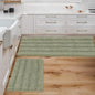 H.VERSAILTEX Bathroom Rug Sets 2 Piece Bath Mats Non Slip Thick Soft Chenille Striped Bath Rug achine Washable Shower Floor Rugs for Tub, Shower and Floor (Eucalyptus Green, 47" x 17"/17" x 24")