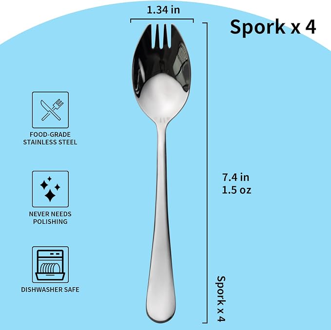 Alata Sporks, 7.4 Inches Long Handle Salad Forks - Image 4