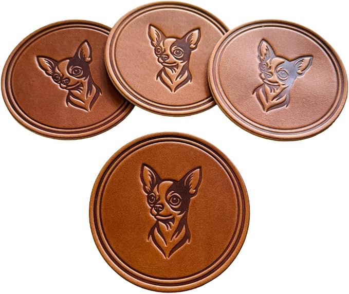 Dog Breed Leather Coasters – Premium Full Grain Table Protectors by Handmade