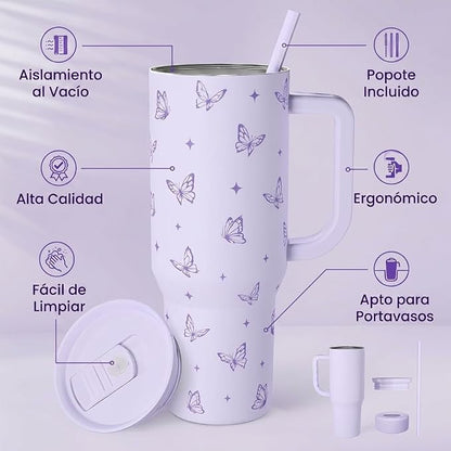 Butterfly Gifts for Women, Stainless Steel Insulated Coffee Travel Mug Cup - Image 2