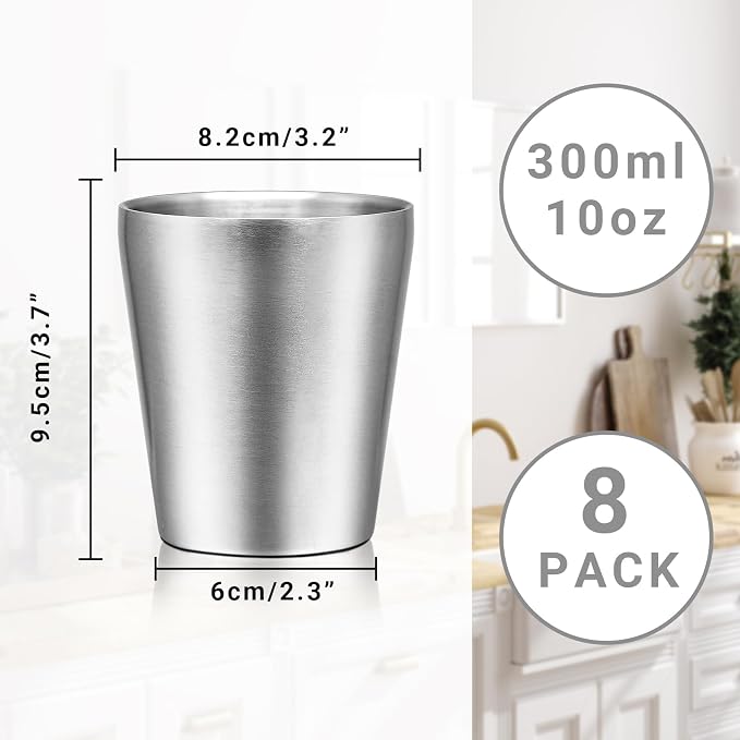 Insulated Stainless Cup, 10 oz Insulated Tumbler, 8 Pack Double Wall - Image 2