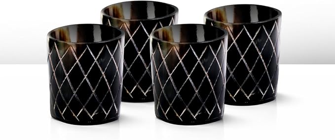 Handicrafts Home Viking Horn Shot Glasses Set of 4, Handmade Natural Ox Horn by HandicraftsHome