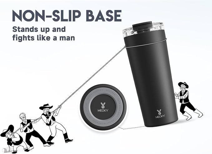 Meoky 24 oz Insulated Travel Coffee Mug: Leak Proof Lid, Night | Stainless - Image 7