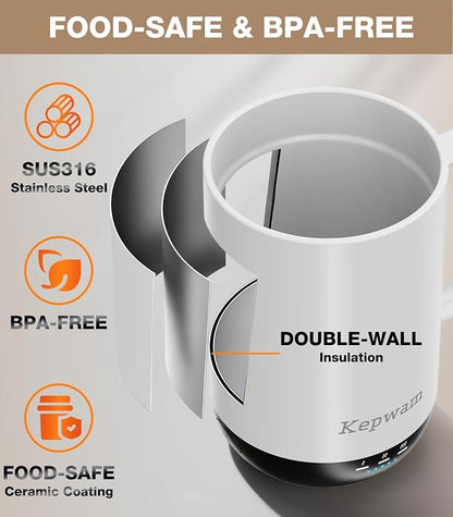 Kepwam Self-Heating Coffee Mug T1, 16oz Rechargeable Heated Coffee Mug - Image 5