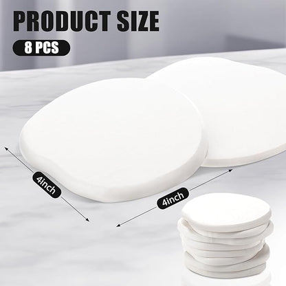 Diatomaceous Earth Coasters Set of 8，Cool Absorbent Quick-Dry Drink Coasters for Desks, Cute Modern Stone Design with Stylish White Aesthetic (8, White)