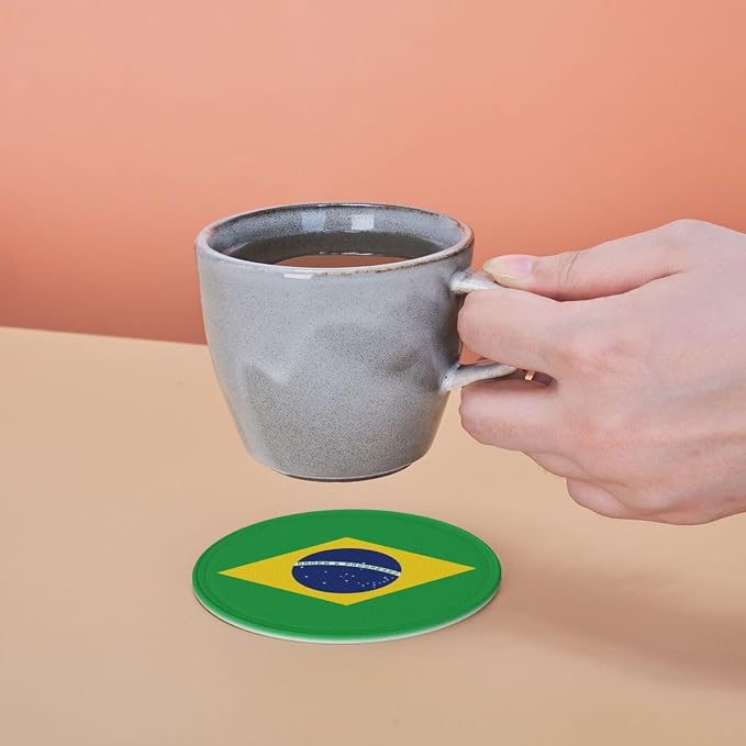 6 Pack Brazil Flag Leather Coaster - Image 7