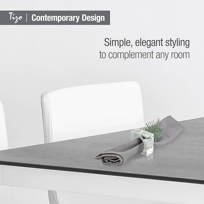 Tizo Design Elegant Crystal Napkin Rings Set-4, Crystal Glass Napkin Holders, Smoke (Also Available in Clear)