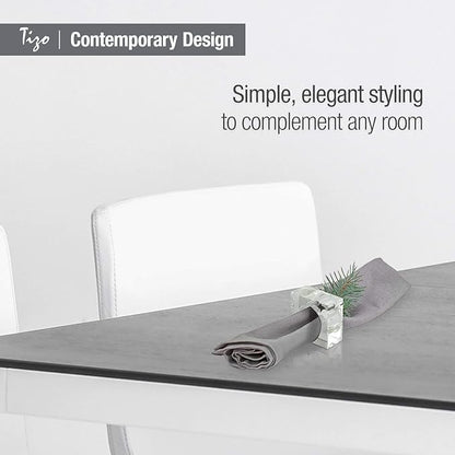 Tizo Design Elegant Crystal Napkin Rings Set-4, Crystal Glass Napkin Holders, Smoke (Also Available in Clear)