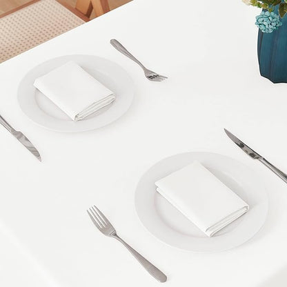 2 Pack Rectangle Tablecloth, 60x84 inch, Water Resistant Wrinkle Free Linen Textured Table Cloth Washable, Decorative Fabric Table Cover for Dining, Party and Camping, White