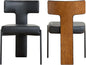 Black Dining Chairs Set of 2,Faux Leather Dining Chairs with Soft Cushion,Comfortable Upholstered Armless Dining Room Chairs with Curved Plywood Back