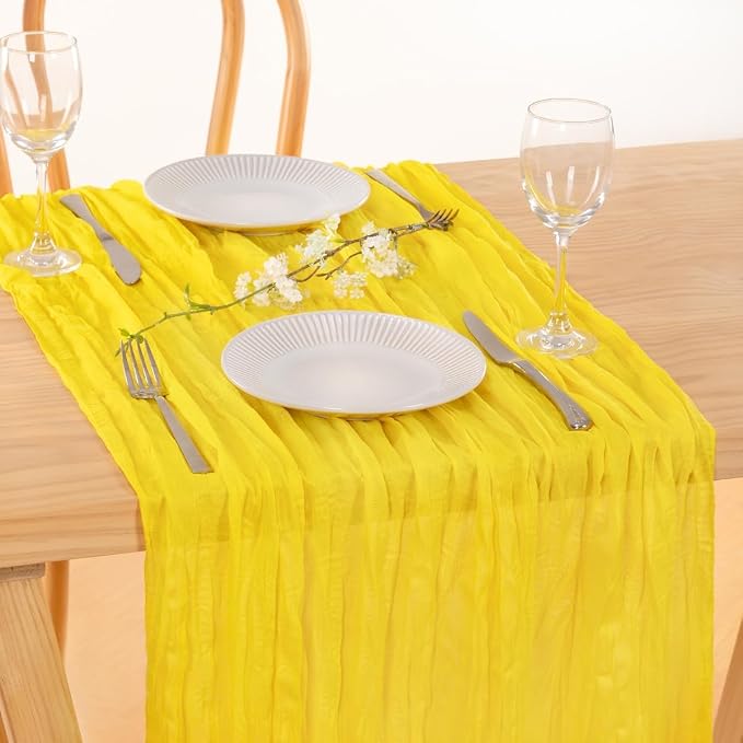 Yellow Guaze Cheesecloth Table Runner Rustic Table Decor 10ft | Lightweight - Image 2