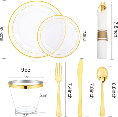 WELLIFE 350PCS Clear-Gold Plastic Plates - Image 2