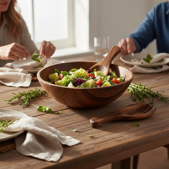 Woodard & Charles Acacia Wood Salad Hands Servers, 7 3/8" x 3 1/8" | Pair of - Image 4