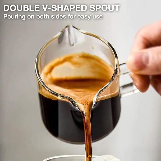 Qipecedm Espresso Cups Set of 2, 4 OZ Double Spouts Cups, Shot Glasses - Image 4