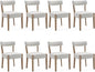 Dining Chairs,8 Pack Mid-Century Modern Wooden Kitchen Chairs with Linen Upholstery - Low-Back Woven Design for Kitchen & Dining Room,Beige Fabric